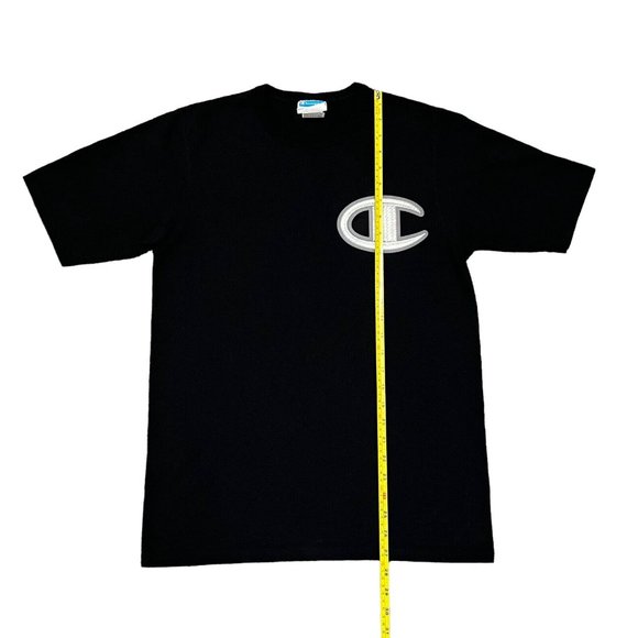 Champion Crewneck Big Logo Shirt Men's Size Medium S/S Black w/ White Silver - Picture 5 of 10